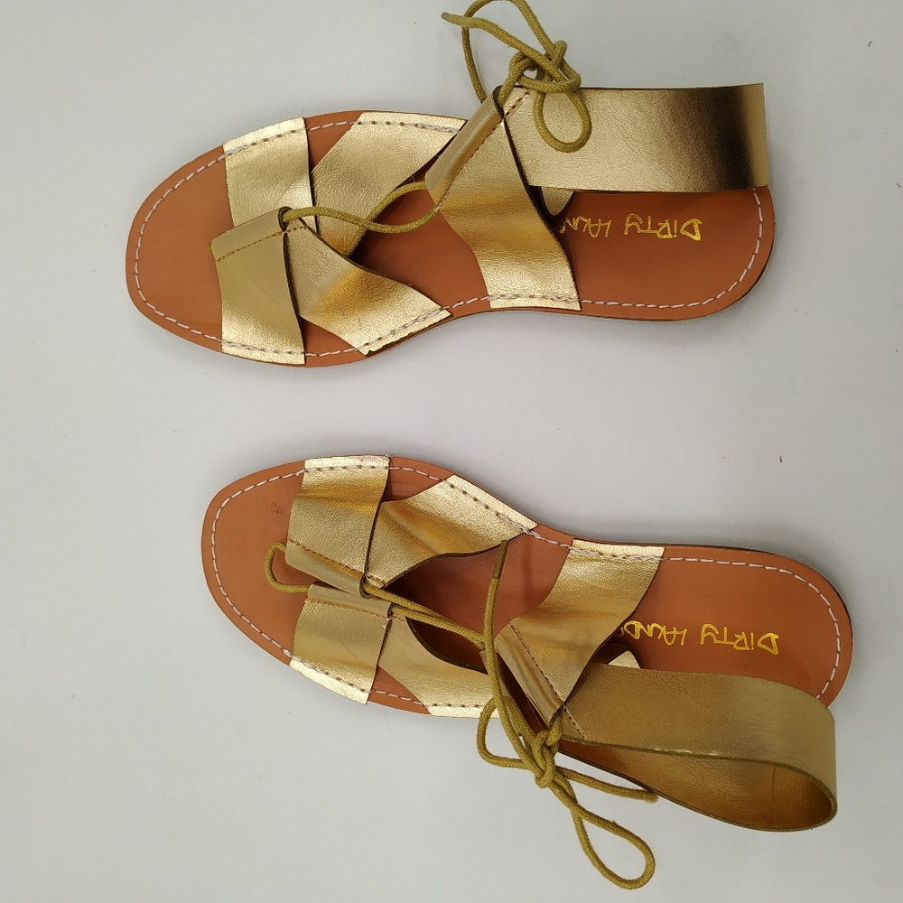 Dirty Laundry Emphasis Women's Sandals Gold STRAPPY Flats Shoes Size 8.5 - Picture 5 of 11